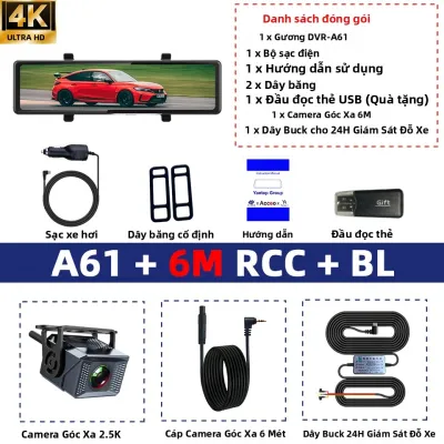 Camera Hành Trình 4K HD Tầm Nhìn Ban Đêm Tích Hợp WiFi DVR Ô Tô Hai Ống Kính Gương Chiếu Hậu Ghi Hình Màn Hình IPS Cảm Biến G & Ghi Hình Vòng Lặp