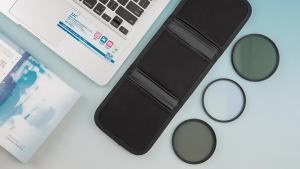 JJC | JJC Lens Filter Pouch Case for Circular Filter Up to 82mm 3-Pocket Lens Filter Wallet Storage Bag with Fasten Belt Loop Design