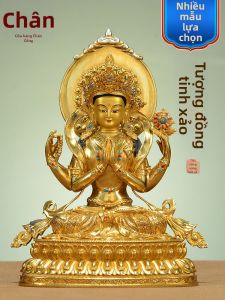 ZANGCUN | Tượng Bốn Tay Avalokitesvara Mạ Vàng Handcrafted Trong Nhà