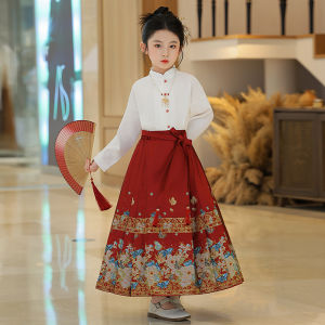 Autumnal Traditional Chinese Style Childrens Hanfu Set Girls Ming Dynasty Costumes Ethnic Girls Clothing Spring Autumn Wear