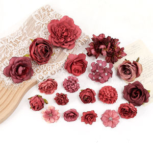 Artificial Flower Red Rose Flower Peony Hydrangea Fake Flower Silk Flower Wedding Celebration Decoration DIY Handmade Material