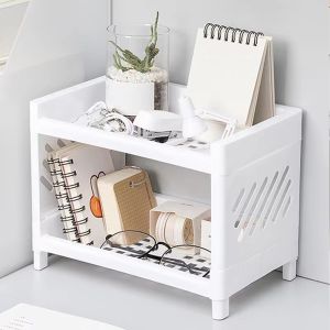 Double Layer Desktop Storage Rack Multifunctional Cosmetic Sundries Storage Shelf Desktop Stationery Holder Kitchen Seasoning Organizer
