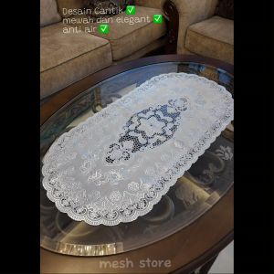Taplak Meja Tamu Oval Warna Gold & Silver Anti Air - Uk. 40 x 85 Cm - Random