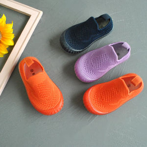 Spring New Style Kids Sports Shoes Transparent Jelly Bottom Fly Knit Mesh Low Top Casual Soft Bottom Injection Shoes for Boys And Girls