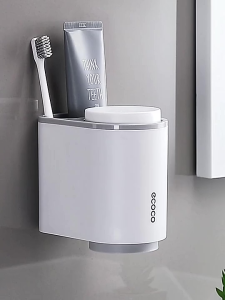 Kệ để Bàn Chải Kem Đánh Răng Mini Ecoco dán cường lực siêu chắc 2 cốc