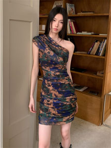 French Elegant Floral Print Summer Dress Womens Beach Vacation Skirt High Waist Midi Dress Sweet Style Tea Break Casual Dress