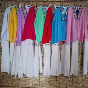 Opera Costume Female Hua Dan New Chinese Style Children Adult Green Clothing Drama Costume Cos Soft Crepe Practice Long White Silk Sleeves