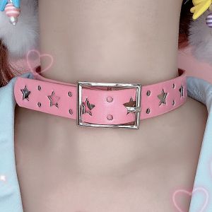 Korean Japanese Y2K Millennium Hot Girl Streetwear Laser Cutout Star Hollow out Belt Candy Color Geometric Pattern Alloy Buckle