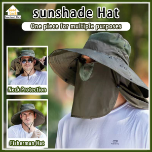 Outdoor Neck Protection Sun Cap Removable Fisherman Hat Windproof Sun Hat Hiking Hat Anti UV Bucket Cap Outdoor Fishing Cap Beach Cap With Face Neck Cover 钓鱼帽 太阳帽 防晒帽