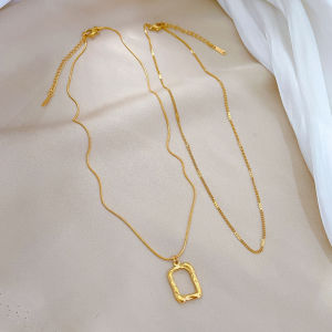 Double-Layered Hip-Hop Style Women's Collarbone Chain Necklace with Minimalist Pendant and Unique Design