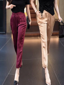 Ice Silk Loose Womens Pants Thin Summer New Versatile Cool Loose Drapey Small Size Female Pants Casual Harajuku Style High Waist