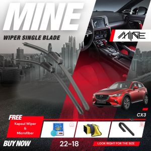 Wiper Frameless Single Blade MAZDA CX3 1 Pasang (FREE BONUS)