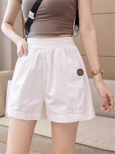Summer Thin Cotton Linen Sports Shorts Womens Casual A-Line Wide Leg Five-Point Pants High Waist Korean Style Commute Shorts