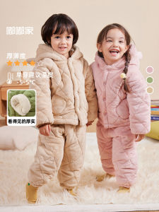 Bộ Đồ Ngủ Lót Lông Cừu Dày Cho Trẻ Em Mùa Đông Bộ Đồ Mặc Nhà Cho Bé Trai Và Bé Gái Dụng Cụ Chăm Sóc Trẻ Em Của Doudou Home