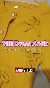 ALISA - Dress Anak Perempuan Villy 2in1 Dress + Outer / Cardigan Dress Anak Simple Style / Baju Anak