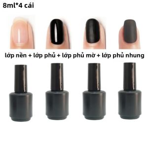 Bộ Sơn Gel Móng Tay Chuyên Nghiệp - Sơn Lót Sơn Phủ Bóng Không Cần Lau Sơn Lì Nhung Sơn UV Loại Tẩy Được 8ml Mỗi Màu