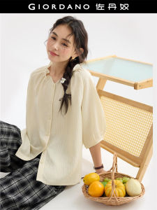 Designer Giordano Loose Fit Shirt Womens French Style Lace Collar Summer Casual Fashion Gentlewoman Commute Style Shirt