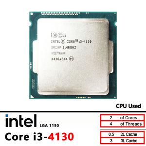 Intel | Intel Core i3-4130 Used i3 4130 3.4 GHz Dual-Core Quad-Thread CPU processor 3M 54W LGA 1150