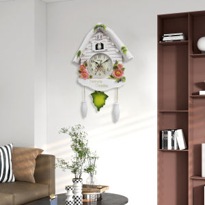 1pc Cuckoo Wall Clock Natural Cuckoo Voices Daytime Hourly Chime 24-hour Pendulum Leaf Quartz Clock Wall Art Home Decoration