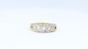 Happy Jewelry แหวนลายเลท หน้าเพชรหัวตัด ทองแท้ 9k 37.5% เพชรเกสร ME650