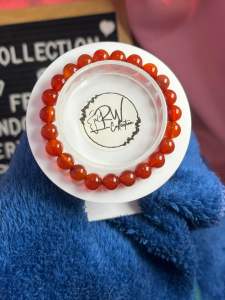 Carnelian Natural Stone Bracelet with Certificate 8mm bead size 16cm wrist size