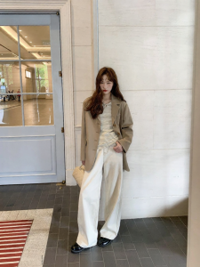 Quần Jeans Nữ NIHAOKANONG Ống Đứng  Cạp Cao 