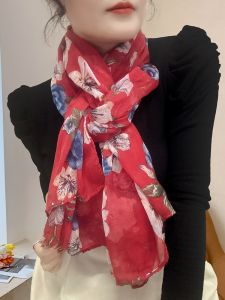 Khăn Choàng Lụa Mùa Hè Nhẹ Bằng Vải Lanh Cotton Cho Nữ 2024 Mới Đa Năng Xuân Thu Chống Nắng Máy Lạnh Khăn Choàng Hai Mặt