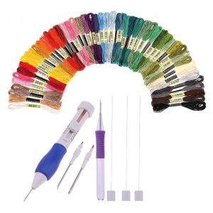 Bộ Chỉ Thêu 50 Màu Kèm 3 Kim Và 2 Dụng Cụ Luồn Chỉ Dụng Cụ Thủ Công DIY Cho May Vá Thêu Kim Khâu Tay