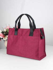 Fashionable Casual Tote Bag Business Commuter Document Bag Womens Handbag Trendy Oxford Cloth Shoulder Bag Zipper Closure