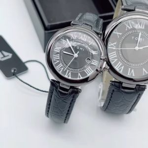 นาฬิกาข้อมือแบรนด์ TOMI สายหนังหน้าโรมัน คู่รัก ผู้ชายหน้าปัด 40 มม. ผู้หญิงหน้าปัด 32 มม. วันที่ พร้อมกล่องแบรนด์ฟรี