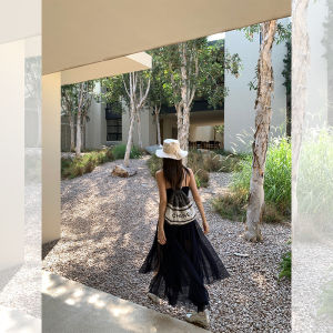 [13C] Dried Rose Super Heavy Industry Patchwork Fishtail Suspender Skirt Slim Looking Draping Effect Vacation Style Dress Women