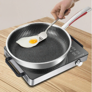 Non-Stick 316 Stainless Steel Frying Pan with Honeycomb Design