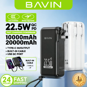 BAVIN PC032 Pro / PC1103 2-in-1 Charger & Powerbank 10000/20000mAh 22.5W Fast Charging w/ Foldable AC Plug & Dual Cables