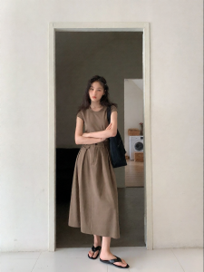 NIHAOKANONG | Bộ Áo Thun Và Chân Váy A-Line Phong Cách Dễ Dàng Mùa Hè