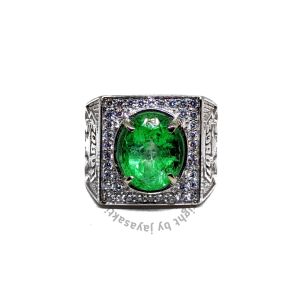 Natural Batu Permata Green Topaz Ring Alpaka German HQ GT02