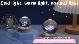 3D Portrayal Wooden Crystal Ball USB Colorful Party Birthday gift White Yellow  Lamp Night Light
