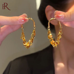 Frascati Korean Fashion Plated U-shaped Sequins Tassel Drop Earrings For Women Gold Color Metal Sense Earring Jewelry Gift