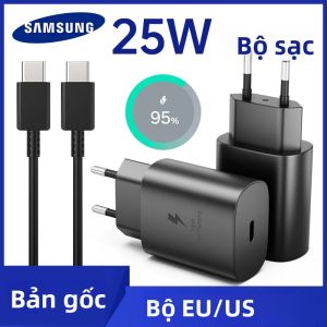 SAMSUNG 25W 45W PD Loại C Adapter Sạc Siêu Nhanh Cho Galaxy S25 S24 S23 S22 Cực S21 A54 A34 EU Cắm Du Lịch Ngân Hàng Điện