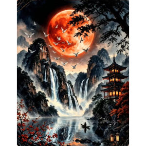 Jigsaw Puzzle 500/1000/1200/2000PCS Scenic Waterfall Moon Mountain Landscape Stress Relief Puzzle Wall Art Decor Gift