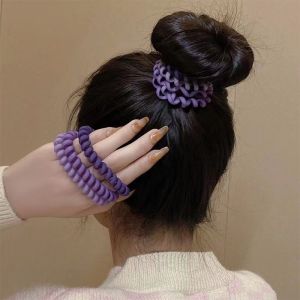6pcs/set Korean version frosted color gradient telephone line hair loop womens ponytail high elastic simple hair rope headwear