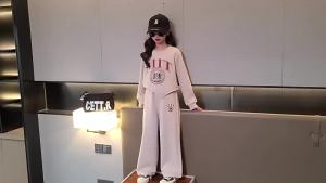Terno Outfits for Kids Girl 7-16 Years Old Leisure Sports Suit Girls Suit Teenage Clothes Set Korean Long Sleeve Wide Leg Pants Suits Fashion