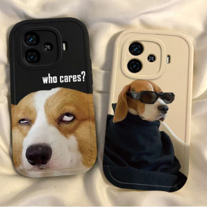 Cute Dog Sunglasses Phone Case Protective Cover for IQOOZ9 Turbo+ Z3 U5X Neo5S 11S pro 12 Couples Anti-Fall Silicone Shell