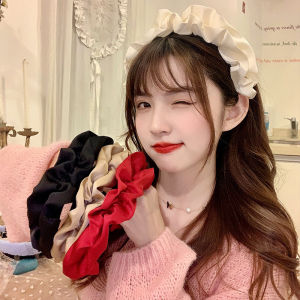 【Free Shipping】Fashion Vintage Sweet Wide-brimmed Pleated Satin Hair Hoop Exquisite Solid Color Agaric Pleated Hair Band for Women