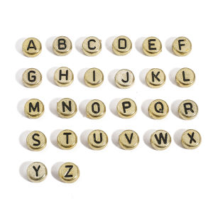 4x7mm 50pcs Flat Round Acrylic Gold Alphabet Beads For Handmade Bracelet Necklace Earring Keychain DIY Craft Jewelry Making