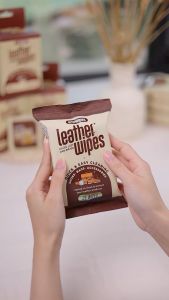 KHO THỦ ĐỨC_Combo 03 gói khăn ướt lau giày da túi da ví da Leather EcoWipes gói 25 tờ tinh chất sáp ong dưỡng bóng làm sạch nhanh chóng