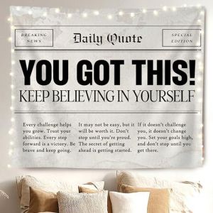 Tấm Thảm Treo Tường Báo Động Khích Lệ VIKAMA You Got This Cho Phòng Ngủ Phòng Khách - Tranh Treo Tường Trích Dẫn Hàng Ngày Bằng Vải Polyester