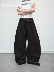 Low Waist Wide Leg Pants Womens Casual Cotton Washed Loose Fit Floor Length Knife Edge Pants Autumn New Style R13 2025