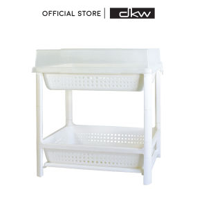 DKW HH-1072/2C ชั้นวางแก้วมีฝาครอบ (2ชั้น) สีขาว | มีถาดรองสำหรับน้ำหยด | ชุดของเครื่องมือแบบชั้นวาง