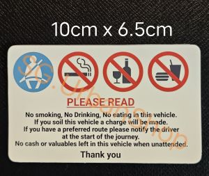 [PHV & Taxi Essentials]🟡 Waterproof Vinyi Sticker No Eating Drinking Smoking Vomiting Vehicle (FOC Singpost Mailing)