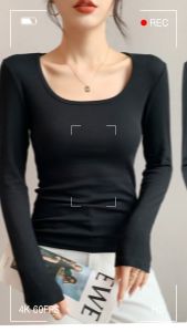 Baju Basic Body Fit Wanita Spandex Katun U Neck Lengan Panjang / Kaos Wanita Spandex Lengan Panjang